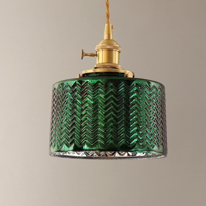 Nordic Vintage Green Brass Glass Island Chandelier - 1, 2, or 3 Lights