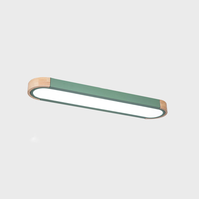Scandinavian Long Oval Iron LED Flush Mount Ceiling Light for Bedroom