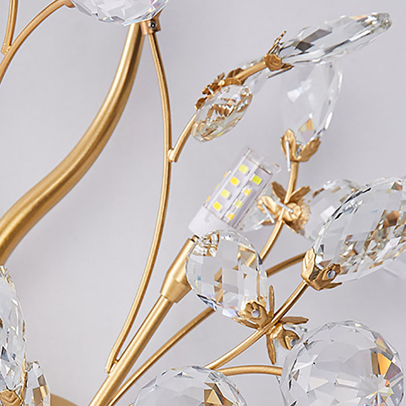 Crystal Floral Iron 3-Light Sconce