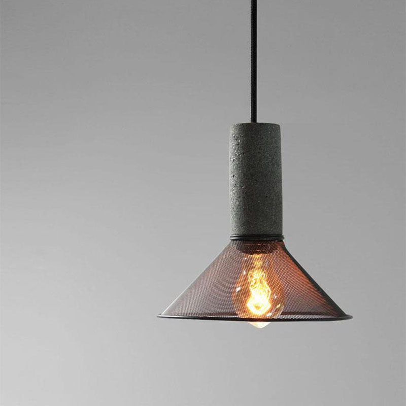 Industrial Tapered Cement Pendant Light - 1-Light Fixture for Living Room