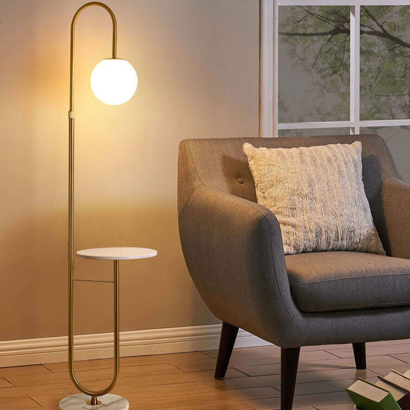 Nordic Minimalist Iron and Marble LED Floor Lamp