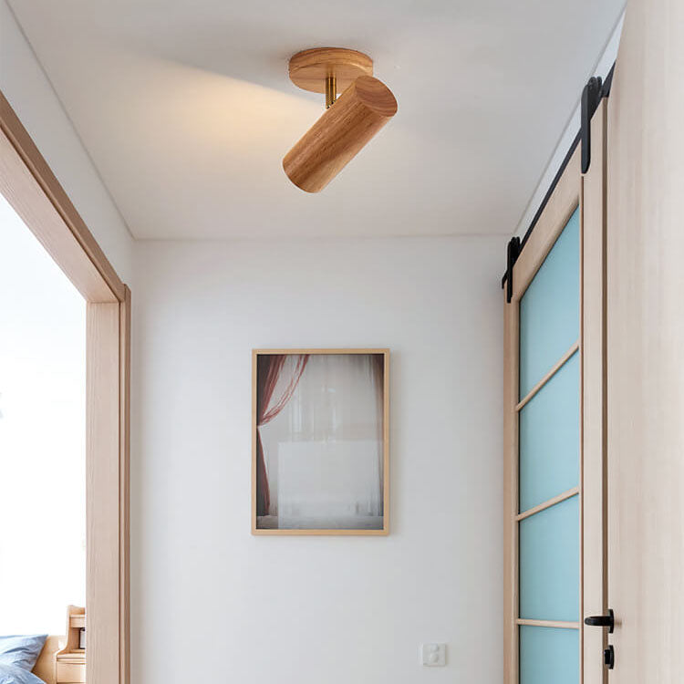Japanese Minimalist Solid Wood Flush Mount Ceiling Light - Available in 1, 3, or 4 Lights