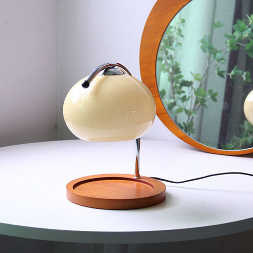 Premium Vintage Glass Dome Table Lamp with Solid Wood Base - 1-Light Melting Wax Design