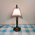 Vintage European Tiffany Square Stained Glass Table Lamp - 1 Light