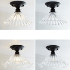 Nordic Vintage Floral Round Semi-Flush Mount Ceiling Light