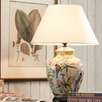 Premium Retro Ceramic Flower and Bird Table Lamp - 1 Light