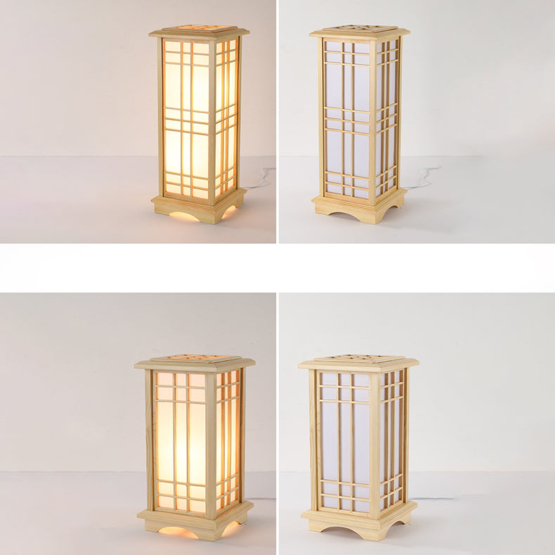 Japanese Wood and Acrylic Rectangular Floor Lamp - 1/2/3 Light Options for Bedroom