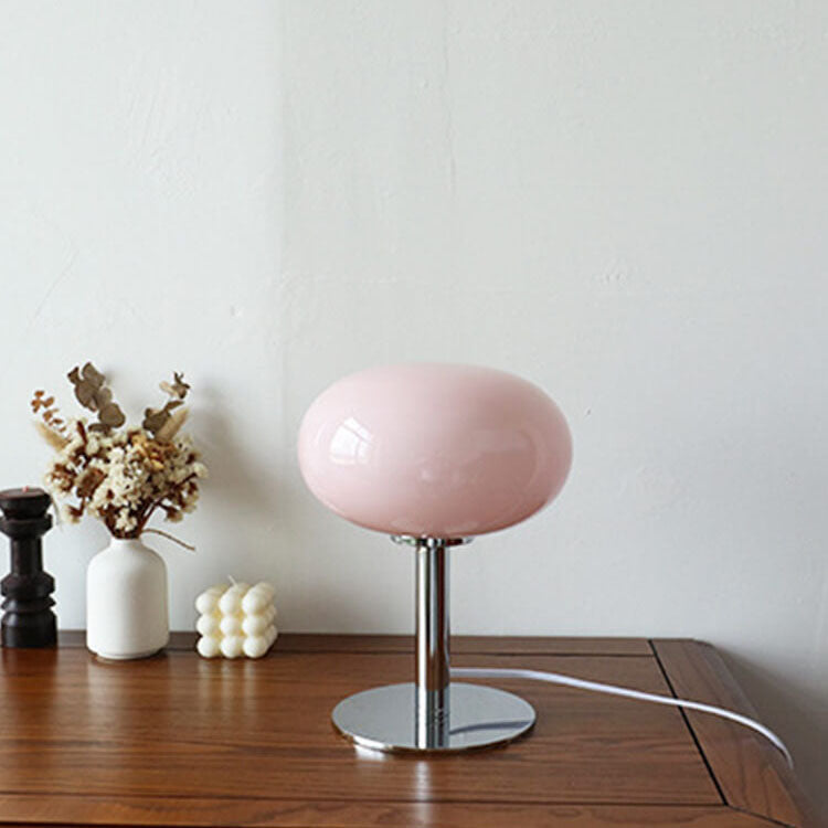 Vintage Cream Round Glass Table Lamp - Nordic Design