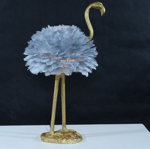 Nordic Goose Feather Flamingo Table Lamp - 1-Light Design for Bedside