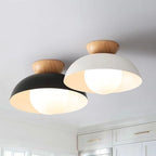 Contemporary Wrought Iron Log Bowl Semi-Flush Mount