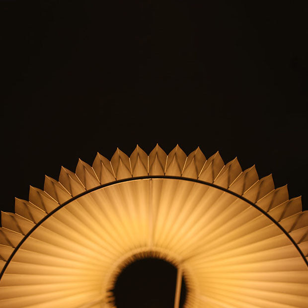 Vintage Japanese Walnut Pleated Wall Sconce Lamp