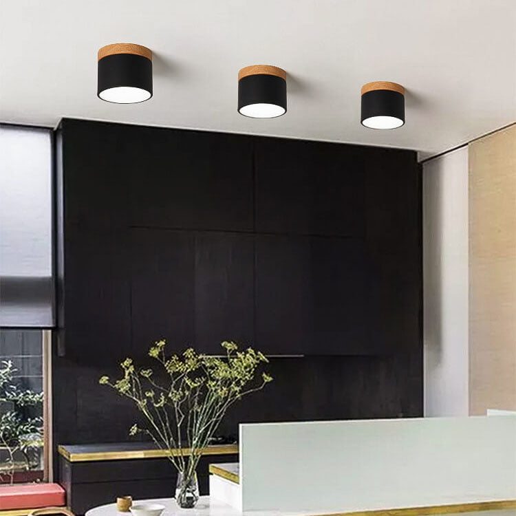 Scandinavian Solid Color Log LED Flush Mount Ceiling Light