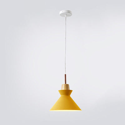Oak & Iron Cone Pendant Light
