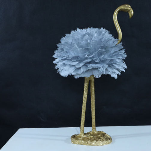 Nordic Goose Feather Flamingo Table Lamp - 1-Light Design for Bedside
