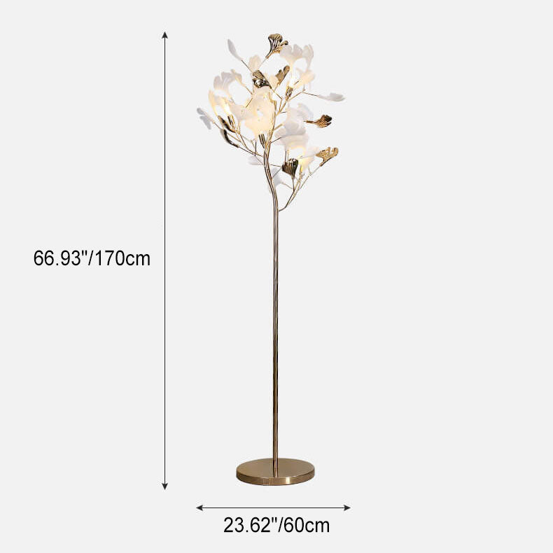 Premium Ginkgo Leaf 5-Light Floor Lamp - Nordic Acrylic & Iron Design