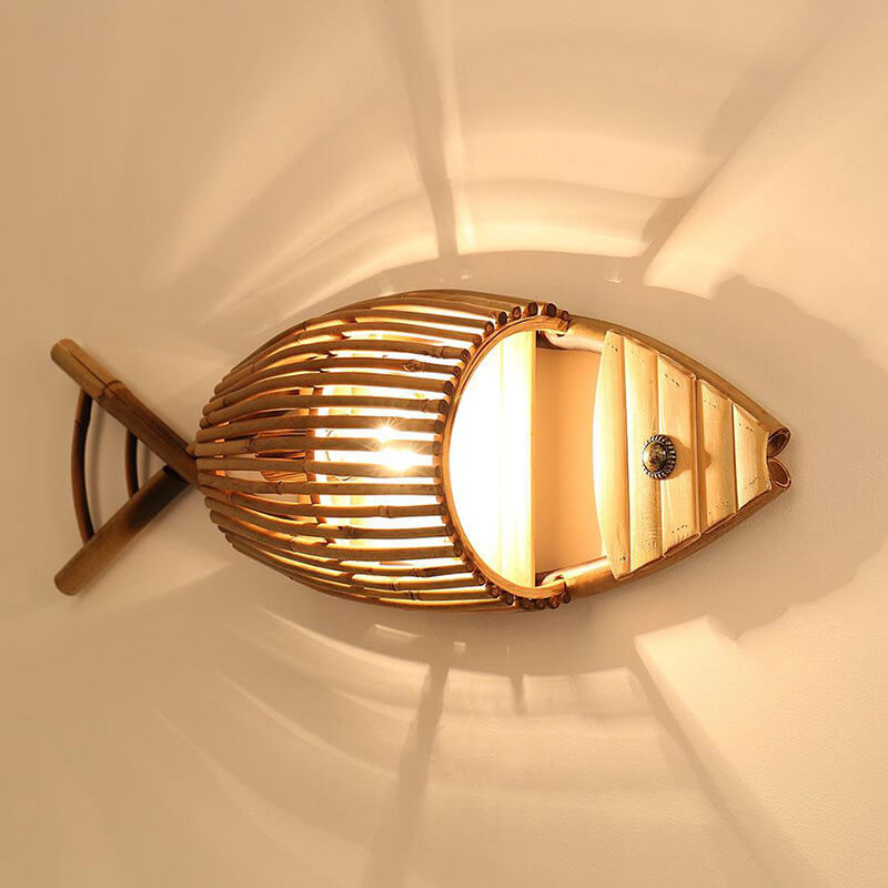 Vintage Bamboo Fish Wall Sconce