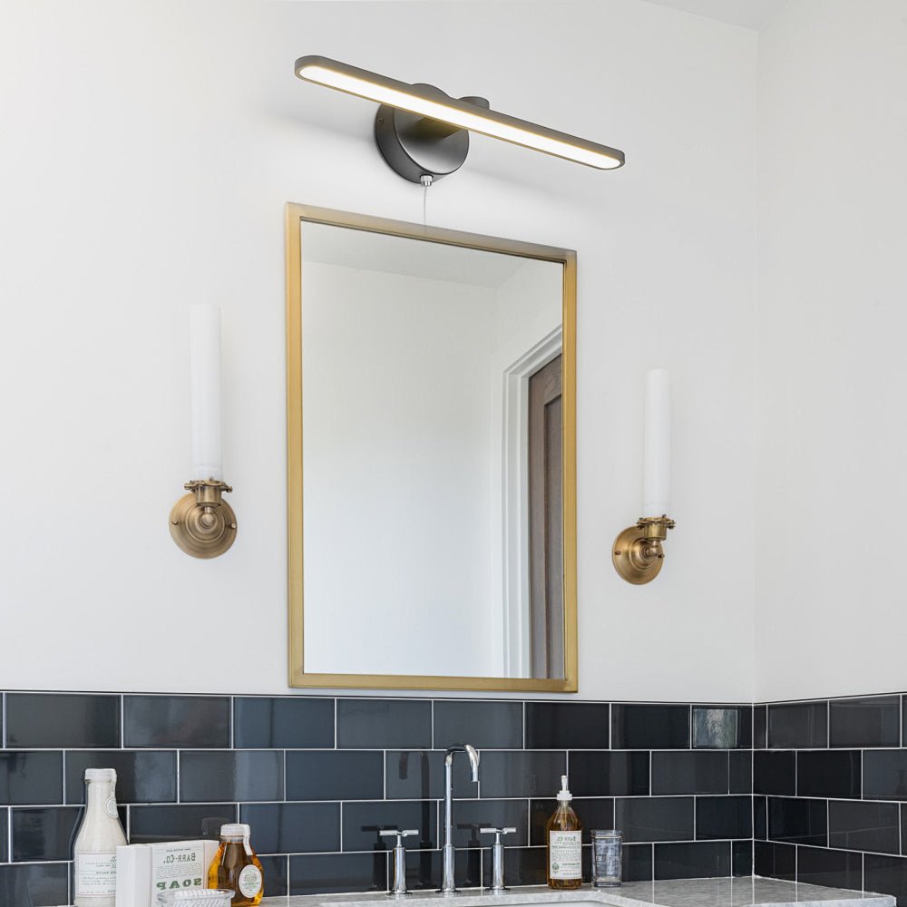 15.74'' Modern LED Linear Vanity Light with Pull Rope Switch - Black/Bronze Bathroom Fixture