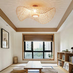 Japanese-Inspired Bamboo 1-Light Flush Mount Ceiling Light