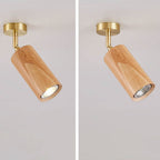 Nordic Minimalist Walnut Wood LED Linear Track Ceiling