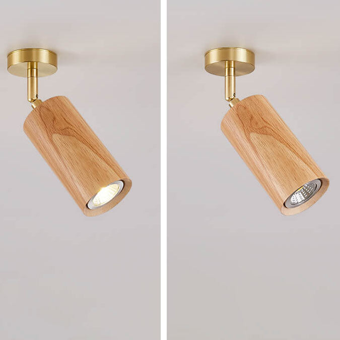 Nordic Minimalist Walnut Wood LED Linear Track Ceiling