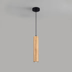 Contemporary Wood Cylinder LED Pendant Light