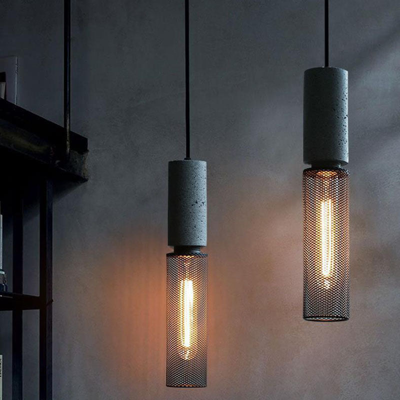 Industrial Tapered Cement Pendant Light - 1-Light Fixture for Living Room