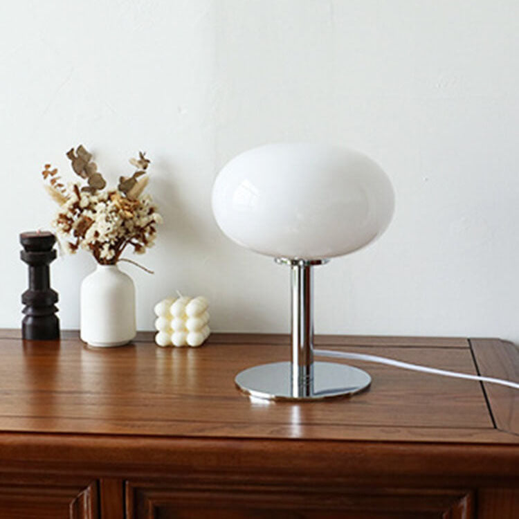 Vintage Cream Round Glass Table Lamp - Nordic Design