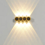 Premium Hexagonal Black and Gold LED Outdoor Wall Sconce