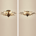 European Style Iron and Crystal Semi-Flush Mount Ceiling Light - 4/5/6 Lights for Living Room