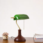 Vintage Solid Wood Glass Table Lamp with Zipper Shade - 1 Light