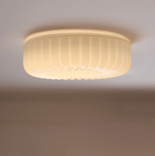 Cream Textured Glass LED Ceiling Light