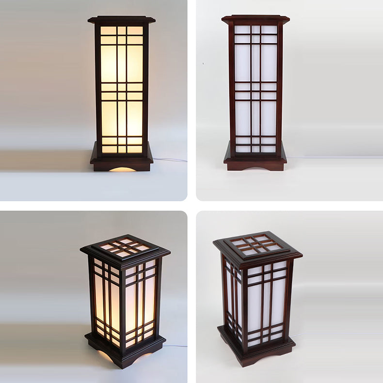 Premium Rectangular Parchment Wood Floor Lamp - 1-Light Design for Entertainment Spaces