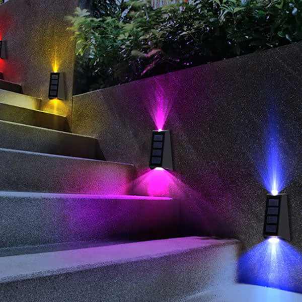 Premium Solar RGB Trapezoid Outdoor LED Wall Sconce Lamp