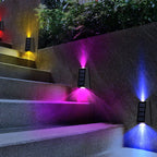 Premium Solar RGB Trapezoid Outdoor LED Wall Sconce Lamp