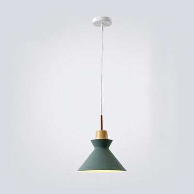Oak & Iron Cone Pendant Light