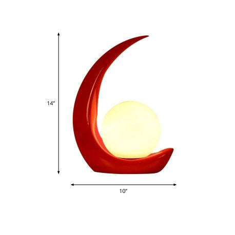 Crescent Moon Resin Table Lamp - 1-Light Design