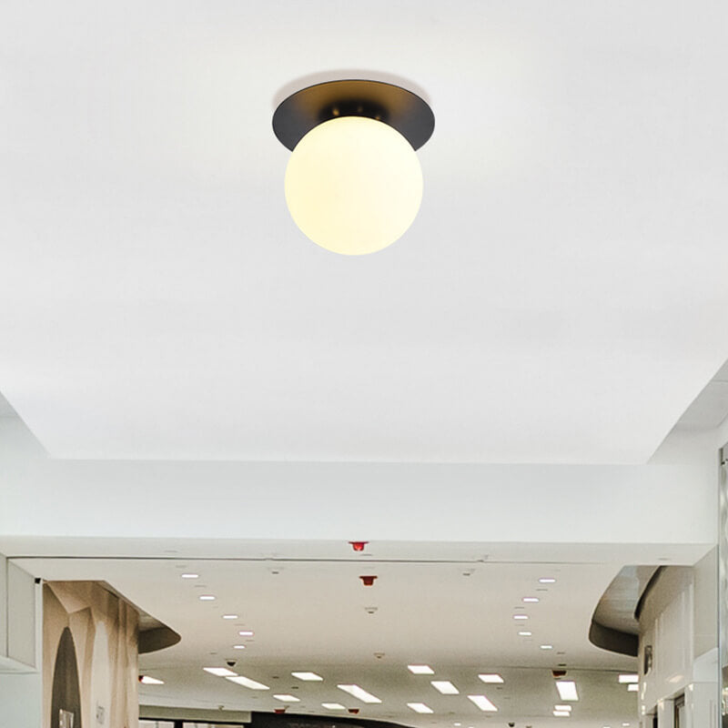 Contemporary 1-Light Semi-Flush Mount Globe Fixture