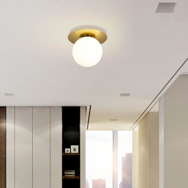 Contemporary 1-Light Semi-Flush Mount Globe Fixture