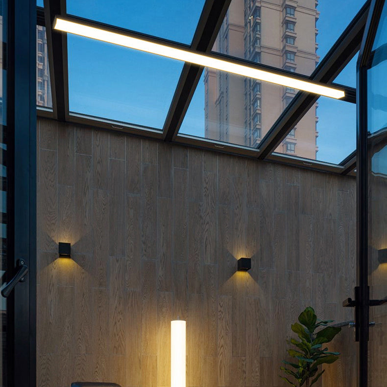 Premium Modern Minimalist LED Flush Mount Ceiling Light - Long Rectangle Aluminum Design for Outdoor Patios