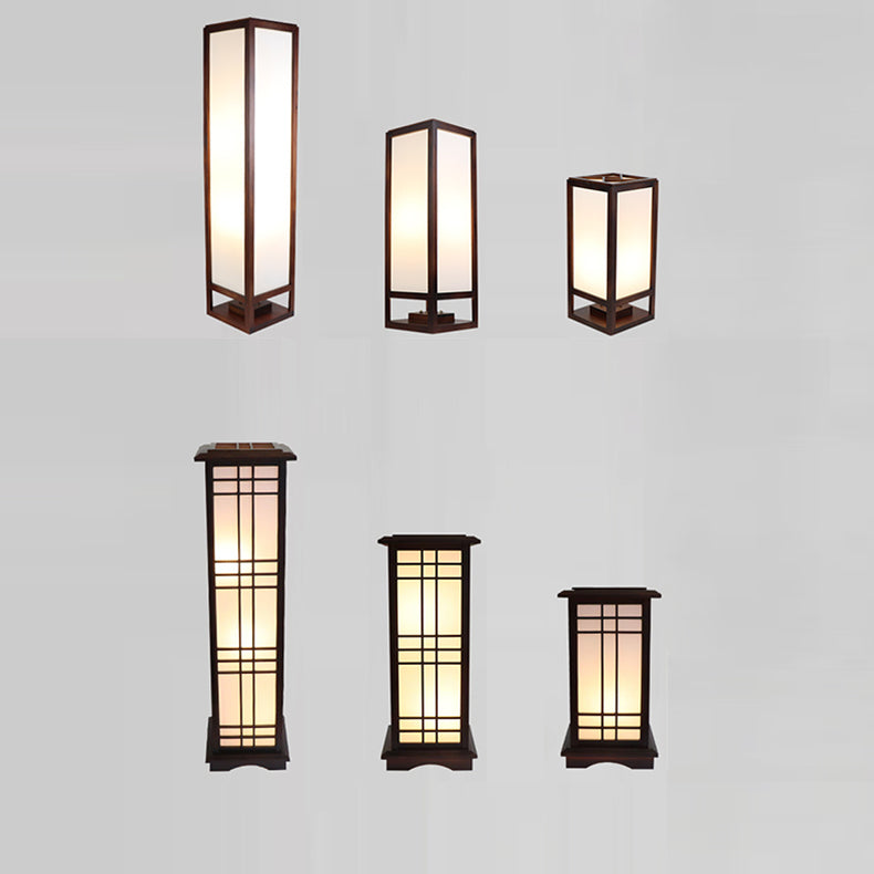 Premium Rectangular Parchment Wood Floor Lamp - 1-Light Design for Entertainment Spaces