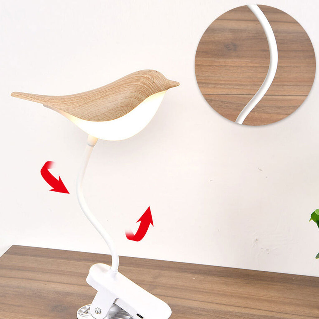 Nordic Bird Clip LED Night Light - USB Rechargeable Table Lamp