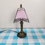 Vintage European Tiffany Square Stained Glass Table Lamp - 1 Light