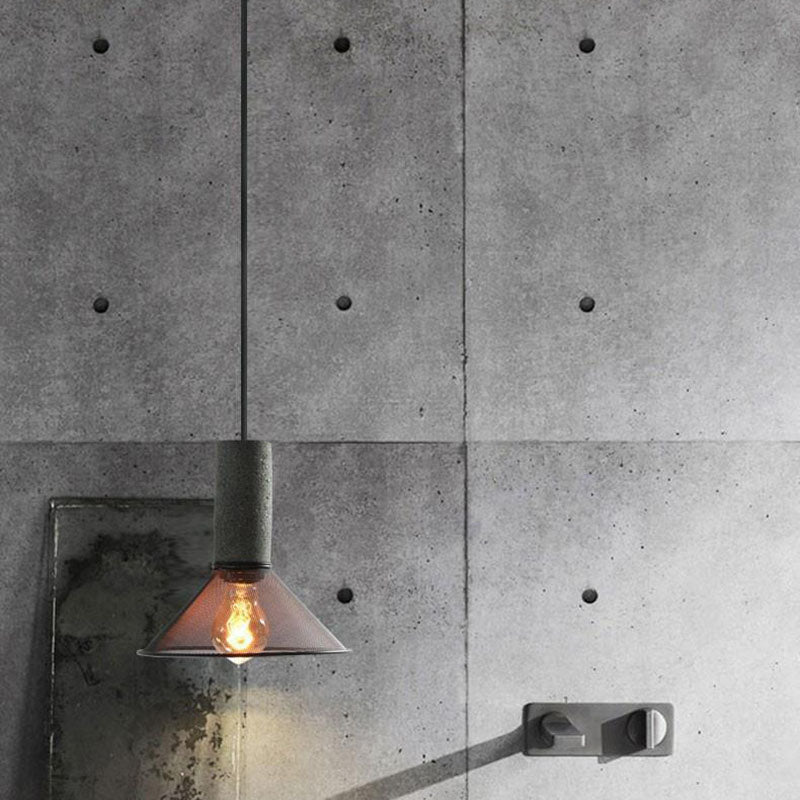 Industrial Tapered Cement Pendant Light - 1-Light Fixture for Living Room