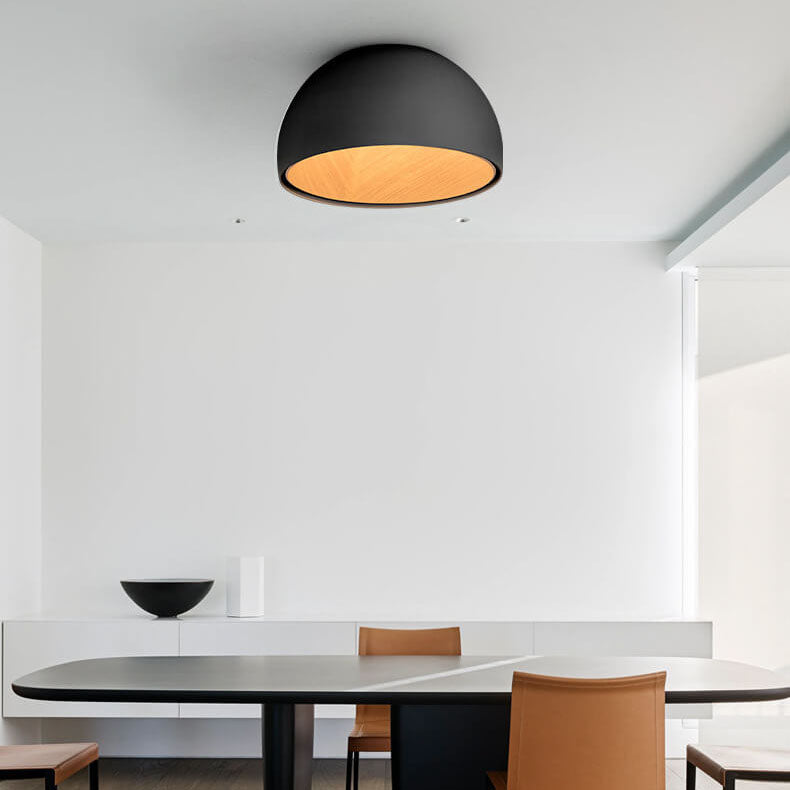 Modern Wooden Bowl LED Flush Mount Ceiling Light