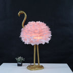 Nordic Goose Feather Flamingo Table Lamp - 1-Light Design for Bedside