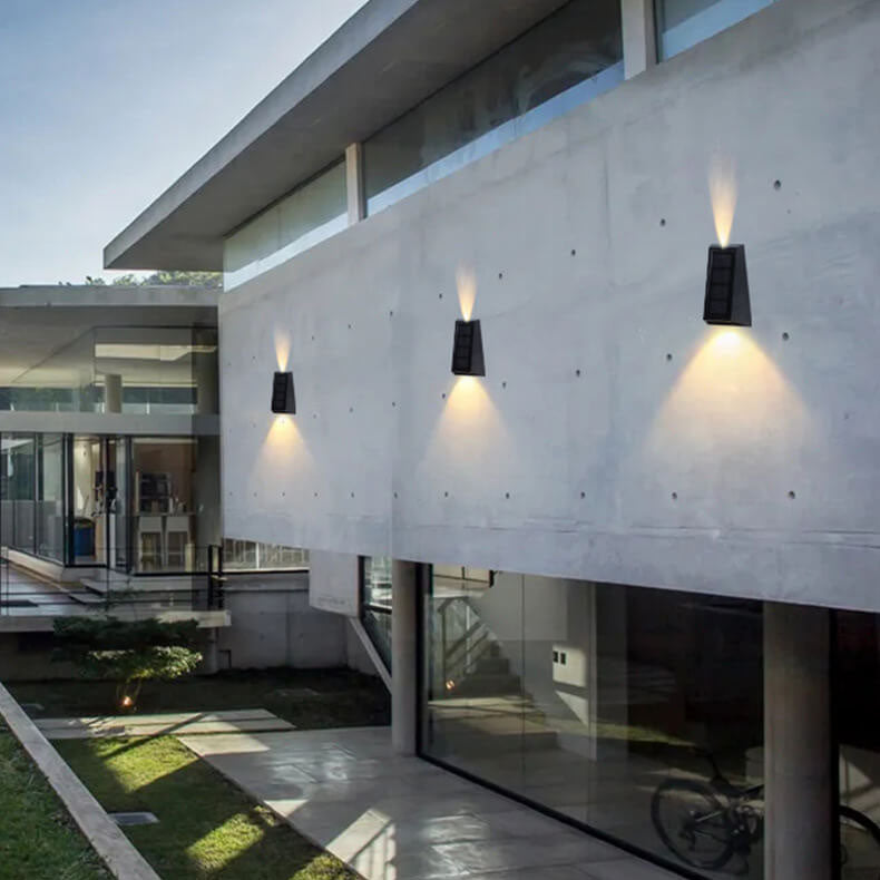 Premium Solar RGB Trapezoid Outdoor LED Wall Sconce Lamp