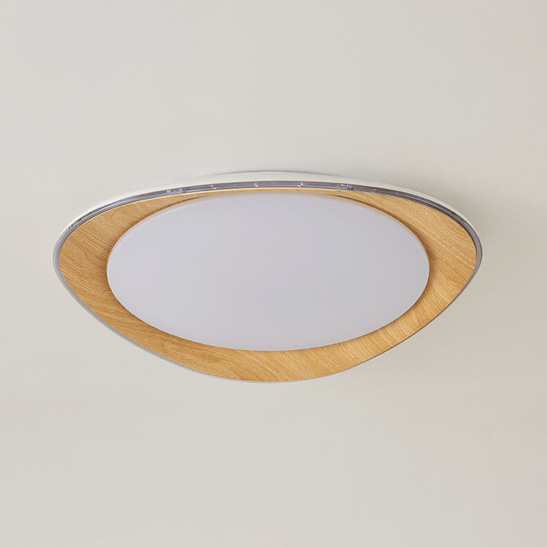 Contemporary Wood Grain Pebble LED Flush Mount Ceiling