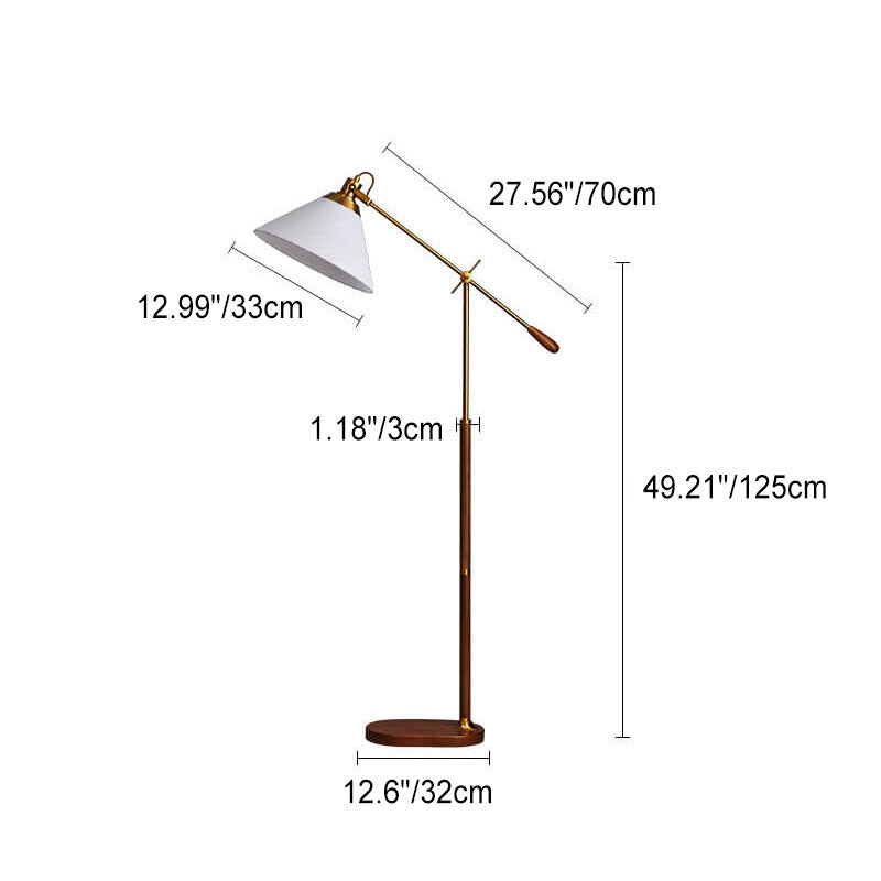 Nordic Vintage 1-Light Floor Lamp with Fabric Shade and Wood Base