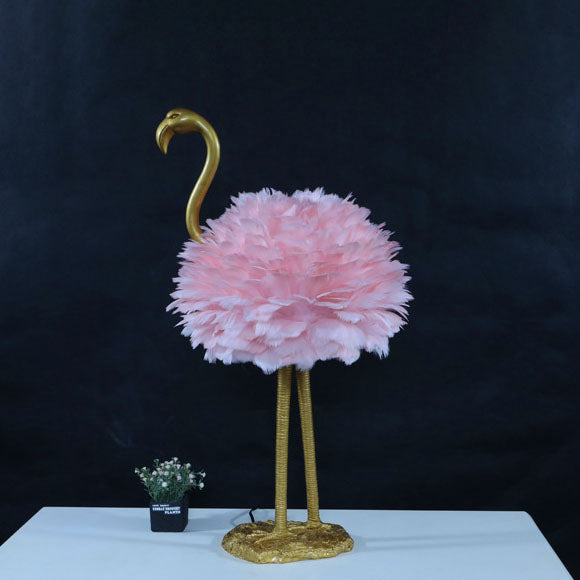 Nordic Goose Feather Flamingo Table Lamp - 1-Light Design for Bedside