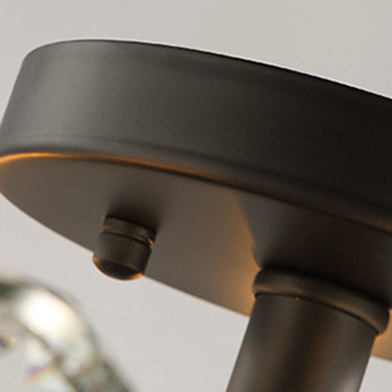 European Style Iron and Crystal Semi-Flush Mount Ceiling Light - 4/5/6 Lights for Living Room